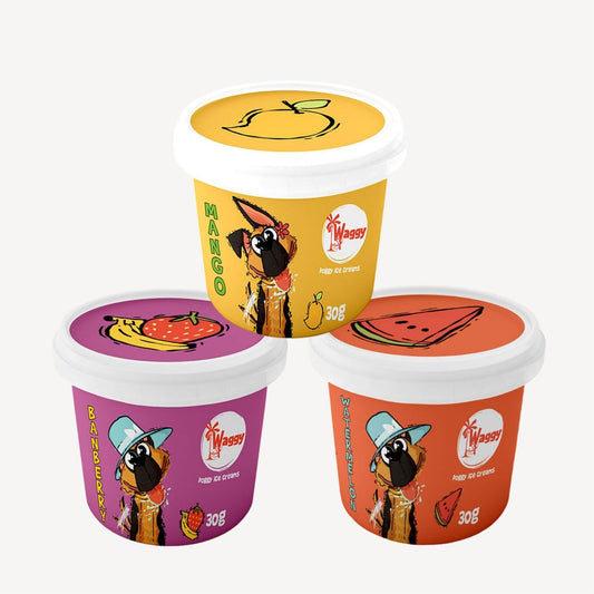 Waggy Zone Ice Cream Treat for Dogs, Puppies & Cats - Instamix, Banberry/Mango/Water Melon Flavour