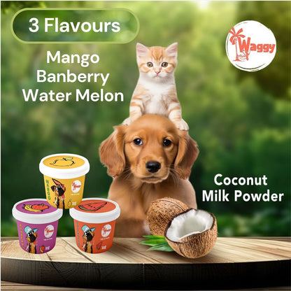 Waggy Zone Ice Cream Treat for Dogs, Puppies & Cats - Instamix, Banberry/Mango/Water Melon Flavour