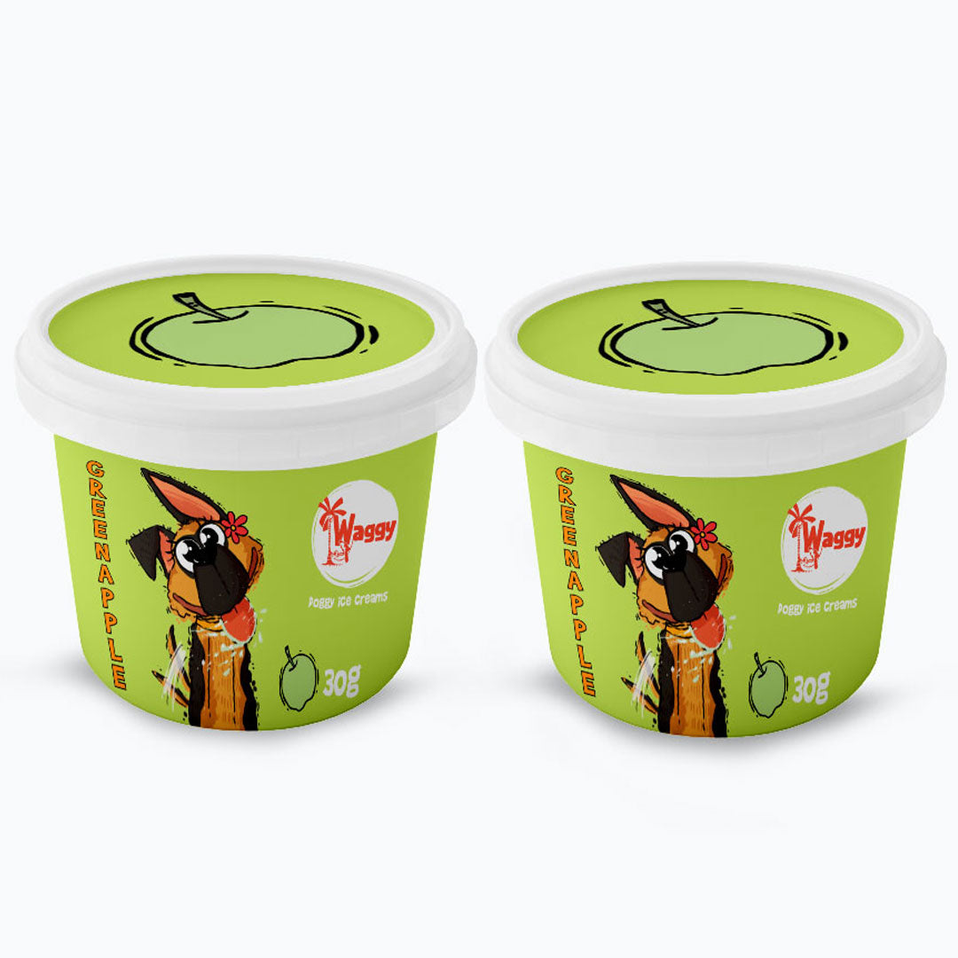 Waggy Zone Ice Cream Treat for Dogs, Puppies & Cats - Instamix, Green Apple Flavour