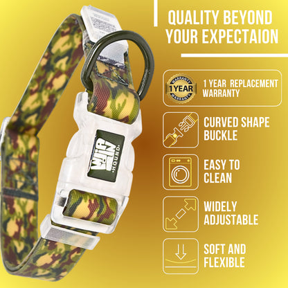 Indian Hound Duratuff Collar (XS -Army Print)  for Dogs  with QR Tag