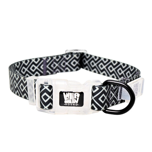 Indian Hound Duratuff Collar (XS - Black ZigZag)  for Dogs  with QR Tag