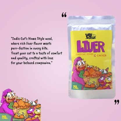 Indie Cat Liver Home-Style Meal 80g, Cat Wet Food - Pack of 5