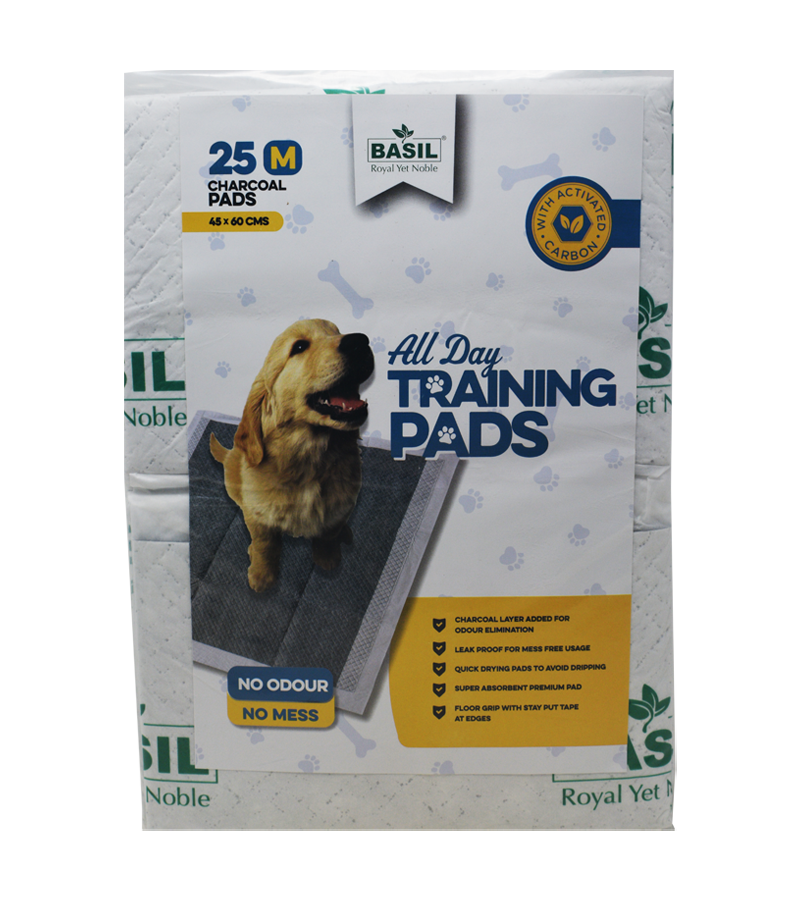 Basil Training Pad - Charcoal 60x45 (25 Pads) New