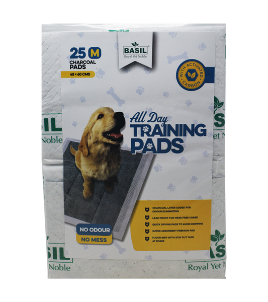 Basil Training Pad - Charcoal 60x45 (25 Pads) New