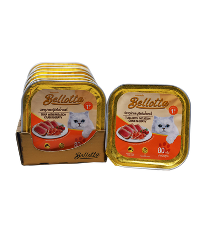 Bellotta Tray Tuna in Gravy Topping Crab Meat -  Pack of  7