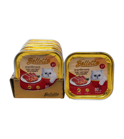 Bellotta Tray Tuna in Jelly Topping Shrimps  (Pack of 7)