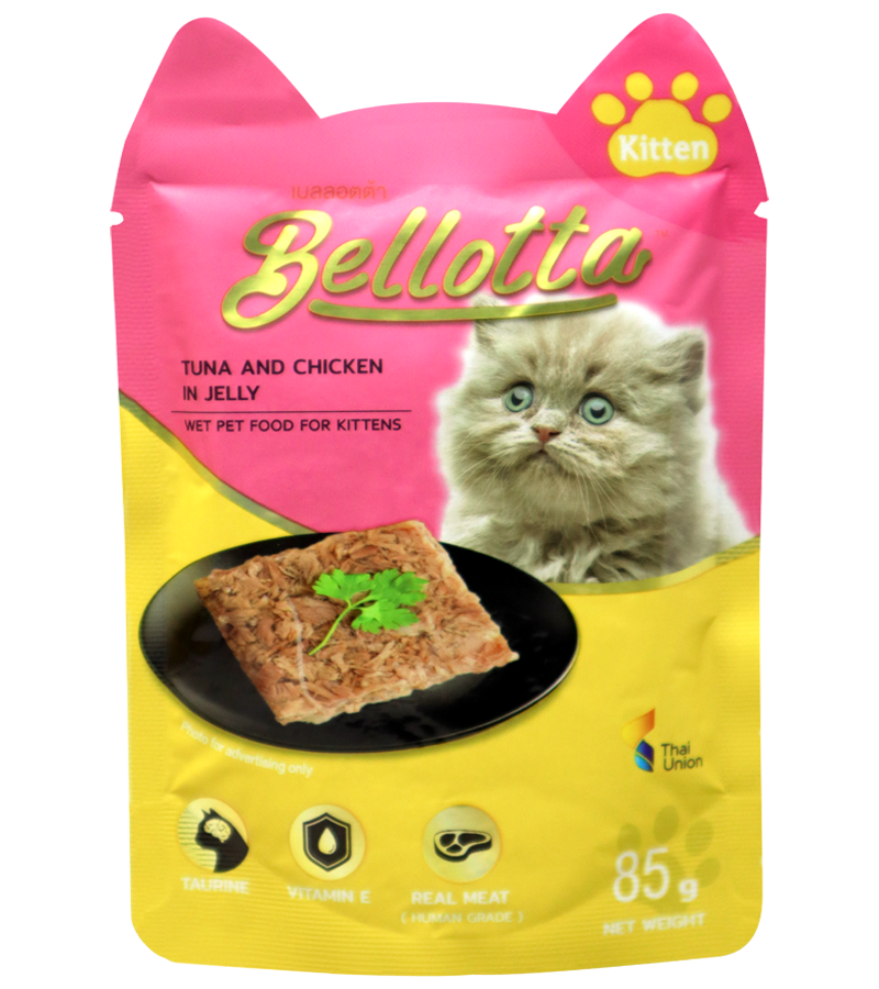 Bellotta Pouch Kittens Tuna & Chicken In Jelly (85 gm)  (Pack of 12)