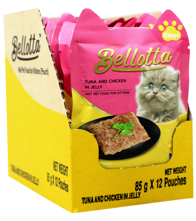 Bellotta Pouch Kittens Tuna & Chicken In Jelly (85 gm)  (Pack of 12)