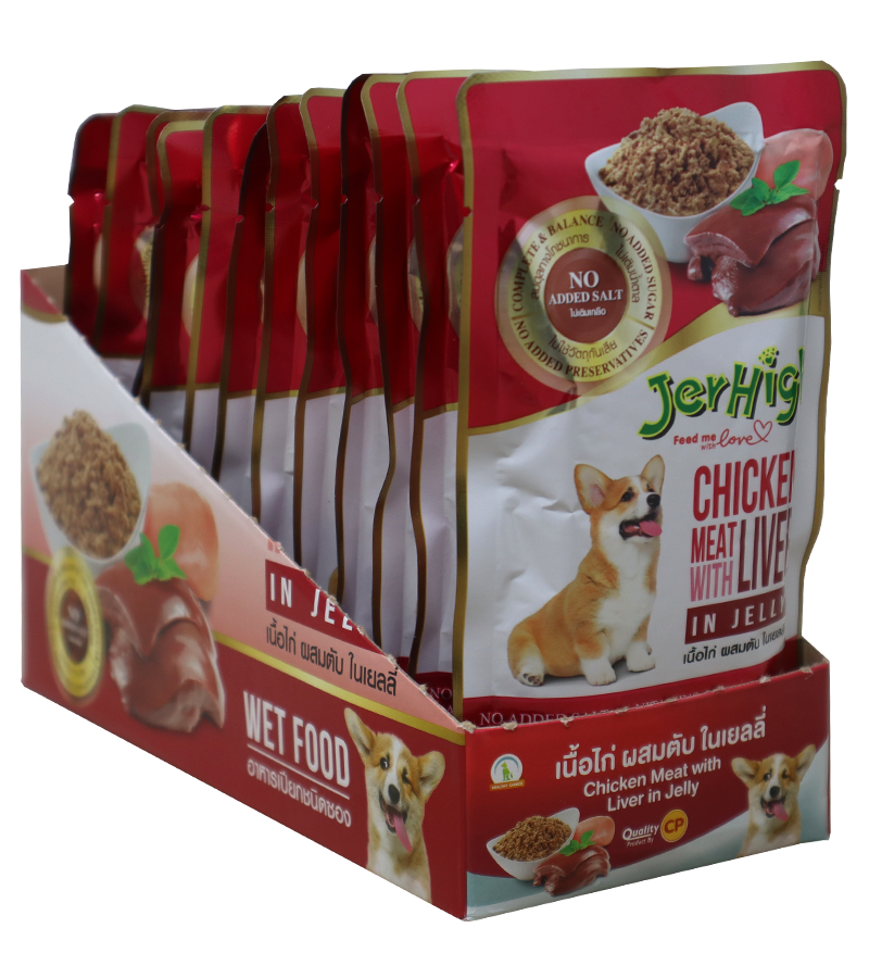 Jerhigh Chicken Meat With Liver In Jelly  Gravy (Pack of 12)