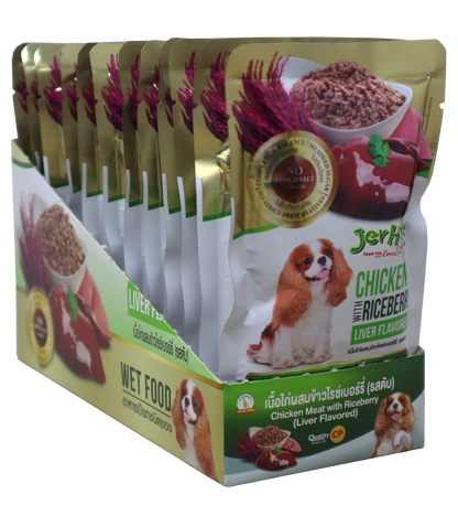 Jerhigh Chicken Meat With Riceberry Liver Flavoured (Pack of 12)