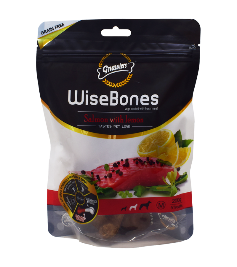 Gnawlers WiseBone Salmon with Lemon - Medium (200 gm)