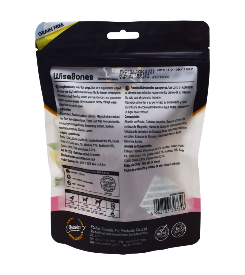 Gnawlers WiseBone Salmon with Lemon - Medium (200 gm)