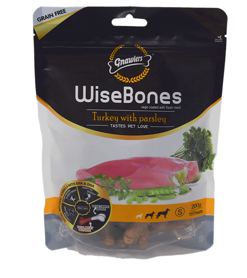 Gnawlers WiseBone Turkey with Parsley - Small (200 gm)