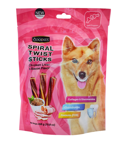 Goodies Spiral Twist Sticks Chicken Liver & Bacon Flavor 450 gm)