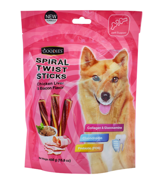 Goodies Spiral Twist Sticks Chicken Liver & Bacon Flavor 450 gm)