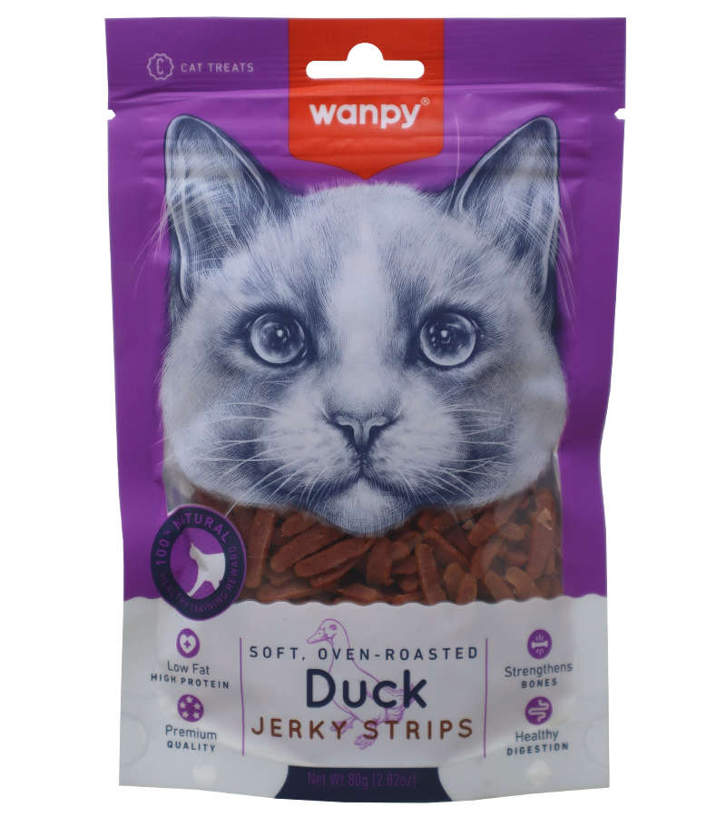 Wanpy Soft Duck Jerky Strips Cat Treats