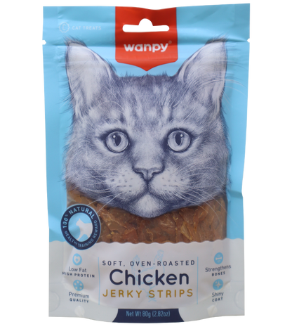 Wanpy Soft Chicken Jerky Strips For Cat Treats