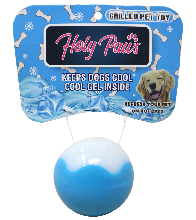 Holy Paws Chilled Toy - Ball Blue & White TPR