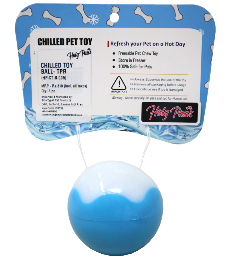 Holy Paws Chilled Toy - Ball Blue & White TPR