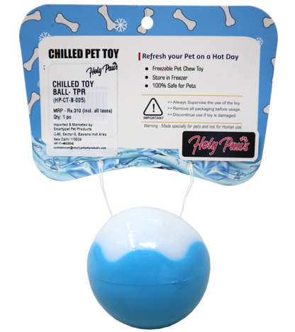 Holy Paws Chilled Toy - Ball Blue & White TPR